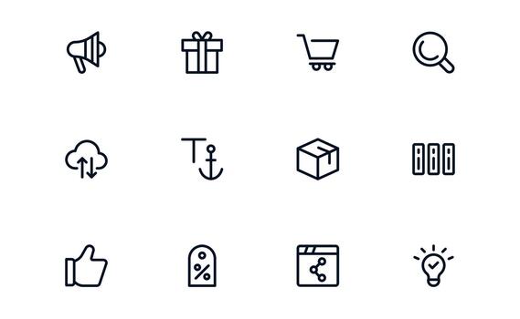 Innovative Sales and Marketing icon set for optimizing campaigns, conversions, and client strategies vector