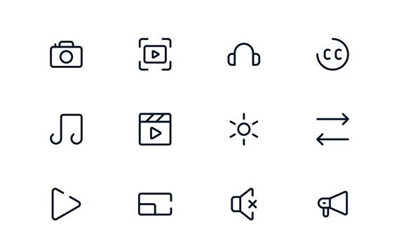 Dynamic Playback and Media Control Icon Set for Music Streaming, and UI Projects vector
