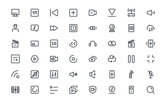 profesional reproducción y medios de comunicación controlar icono conjunto para digital aplicaciones, medios de comunicación jugadores, y interactivo ui vector