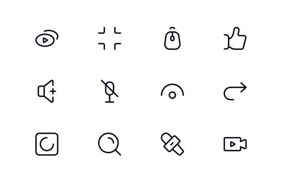 Sleek Playback and Media Control Icon Set for Digital Streaming, Players, and App Interfaces vector