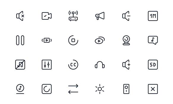 Modern Playback and Media Control Icon Set for Music Apps, Players, and Digital Interfaces vector