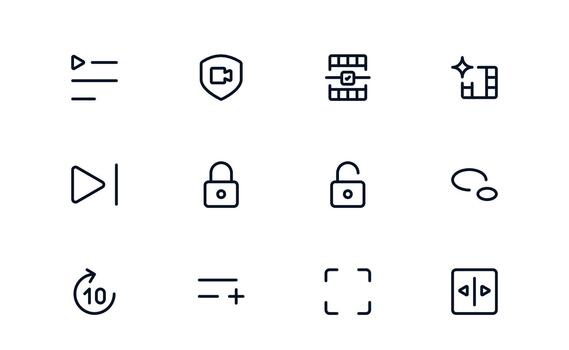 interactivo reproducción y medios de comunicación controlar icono conjunto para aplicación diseño, transmisión interfaces, y digital herramientas vector