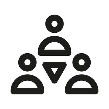 Professional Work Organization icon illustrating teamwork, user groups, collaboration, and management vector