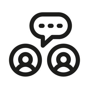 Professional Conversation icon representing discussion, communication, dialogue, and teamwork exchange vector