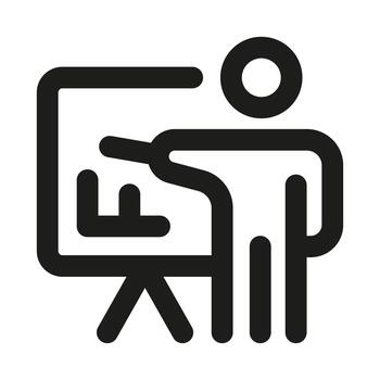 Creative Presentation icon representing business report, public speaking, and project explanation vector