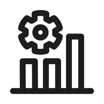 profesional Estadísticas y ajustes icono ilustrando desarrollo, mejora, y datos administración vector