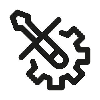 Professional Setup Support icon representing service tools, technical assistance, and maintenance tasks vector