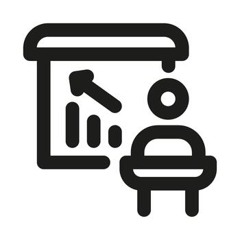 Professional Presentation icon representing business meeting, public speaking, and project explanation vector