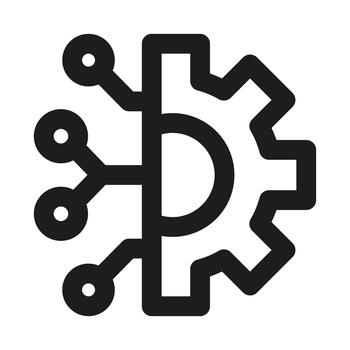 Professional System Integration icon representing data processing, settings configuration, and workflow vector