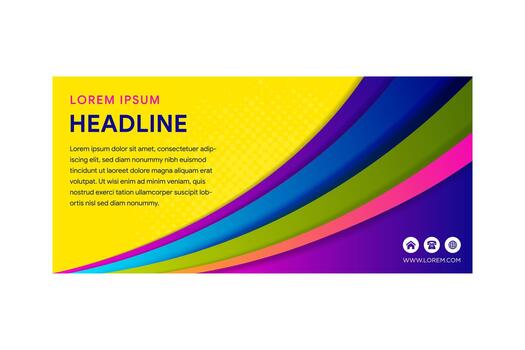 Landscape banner template with waving red 3d shape design in colorful gradient combination with shadow effect like a papercut style vector