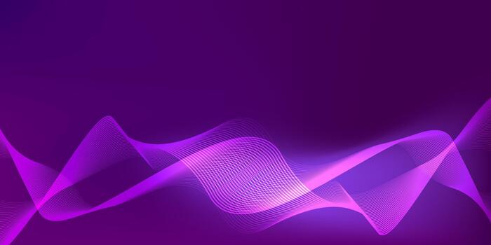Soft gradient dark purple abstract background with flowing wavy line vector