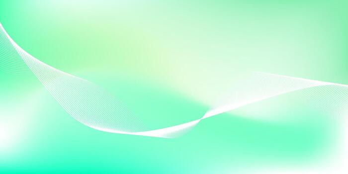 Abstract green and white gradient background with glowing wavy lines, vector
