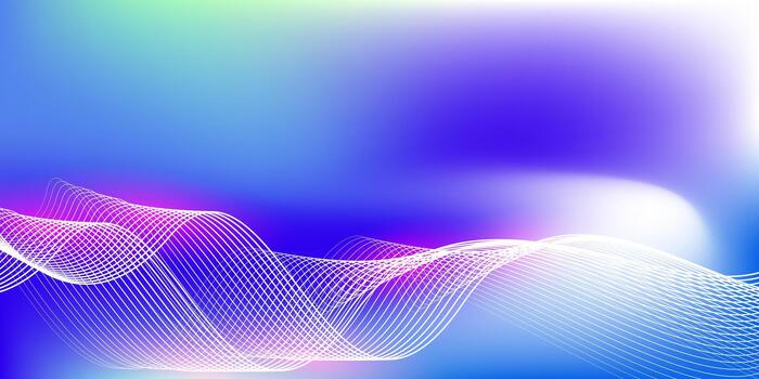 Abstract blue gradient background with shining lines waves. Minimalist background for banner, poster vector