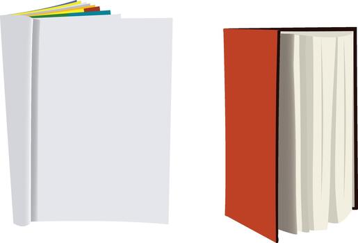 Unbound notebook displaying colored tabs and closed book vector