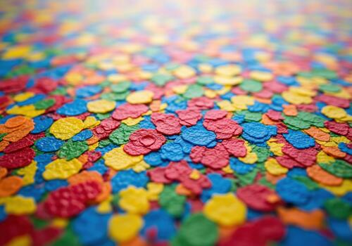 Abstract texture background of bright multicolored epoxy flooring flakes. photo