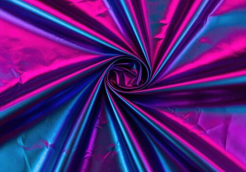 vibrante holográfico textura de estropeado frustrar tela arremolinándose en neón magenta y cian foto