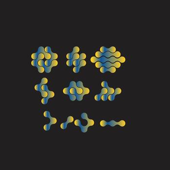 Technology connection logo design, fluid transition sign, integration abstract symbol. circles point movement, vector