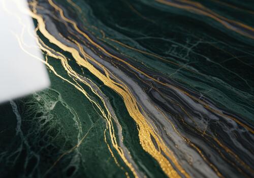 lujoso oscuro verde mármol textura estampado con arremolinándose oro y carbón las venas foto