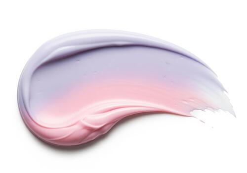 Creamy cosmetic smear swatch with a smooth color gradient from lavender to pastel pink. photo