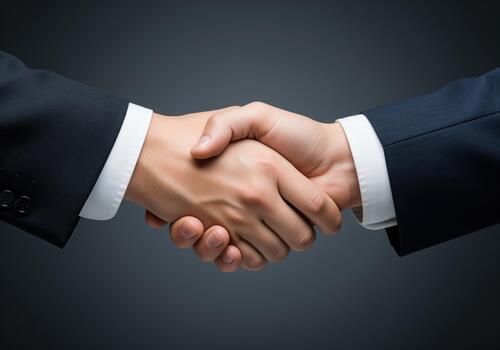 Meticulously composed professional handshake symbolizing business agreement and success. photo