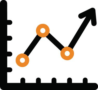 Growth Chart Icon - Business Success and Data Analytics Line Graph Symbol vector