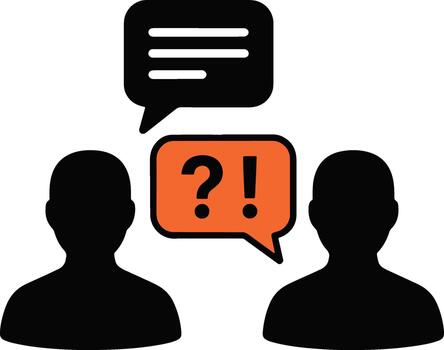 Two People Chatting Icon Representing Discussion and Communication with Speech Bubbles Concept vector