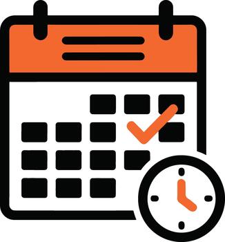 Calendar and Clock Icon Representing Schedule Planning and Time Management Concept vector