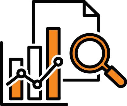 Data Analysis and Report Icon Representing Business Statistics, Research, and Performance Evaluation vector
