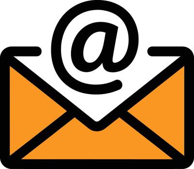 Email Communication Icon with Envelope and At Symbol Representing Online Messaging Concept vector