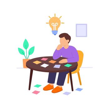 Brainstorming Ideas, generating creative concepts for content creation vector