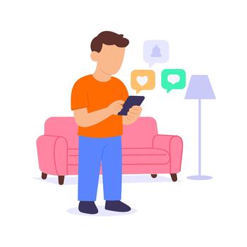 Checking Notifications, monitoring updates and audience responses vector