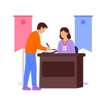 mostrador servicio, ayudando clientela a físico Servicio mostrador vector