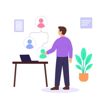 Team Structure, organizing members for business operations vector