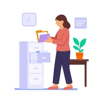 Maintaining Employee Files, organizing personal records and data vector