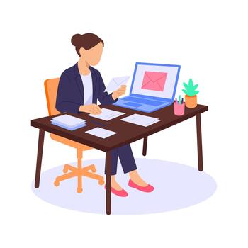 oficina correspondencia, gerente oficial comunicación y documentación vector