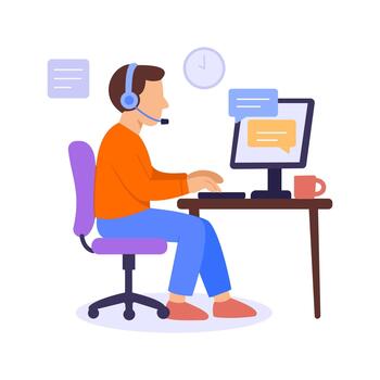 Call Center Agent, communicating with customers to resolve issues vector