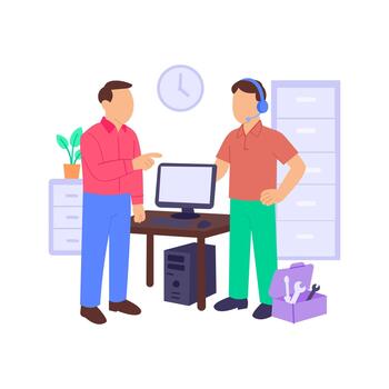 Coordinating IT, managing technology and software systems vector