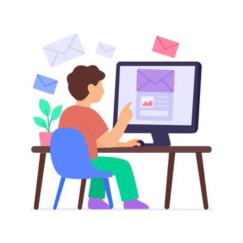 Email Newsletter, sending regular content updates to subscribers vector