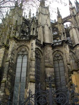 Majestic Details of Cologne Cathedrals Facade Showcasing Intricate Gothic Architecture in Germany photo