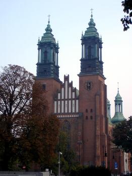 Stunning View of Basilica of Saints Peter and Paul in Poznan, Poland During Twilight photo