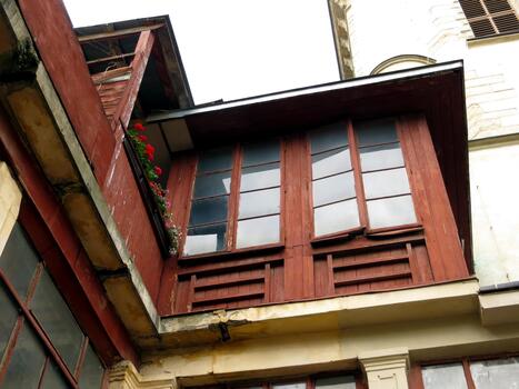 Old Wooden Attic in an Armenian Courtyard in Lviv Showcasing Traditional Architecture and Charm photo