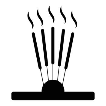 Incense sticks icon. Black incense icons isolated on white background. Linear style sign for mobile concept and web design. EPS 10 vector