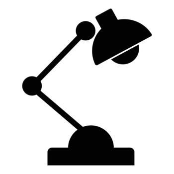 Table lamp icon, modern black home lamp with silhouette, logo isolated on white background. Table lamp icon designed in solid style for perfect mobile and web concept. Simple illustration. vector