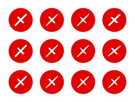 Cross mark icon set in red circle. Error and cancel symbol. Wrong and X sign vector