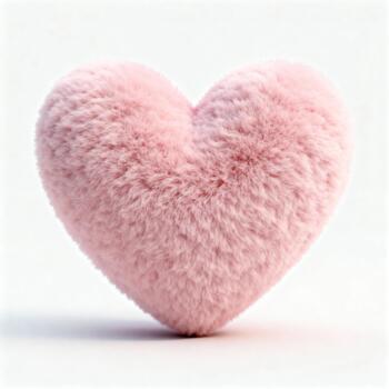 3D Plush Heart Shape Isolated on White Background photo