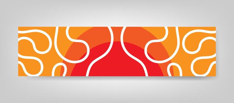 Vibrant Orange and Red Abstract Horizontal Banner Background with Bold Curvy Line Art Design vector