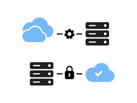 Cloud Computing and Data Server Connection Diagram Icons vector