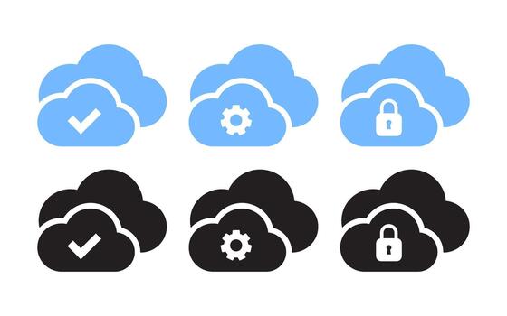 Cloud Computing Status and Security Icon Set vector