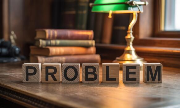 The word problem on wooden blocks photo