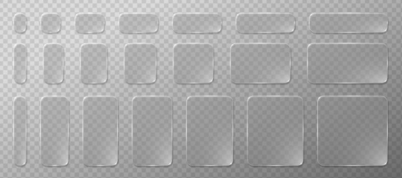 Futuristic glass morphism UI set with smooth reflection and liquid transparency. Glossy 3D glassmorphism elements ideal for UX design, app templates or web interfaces. vector